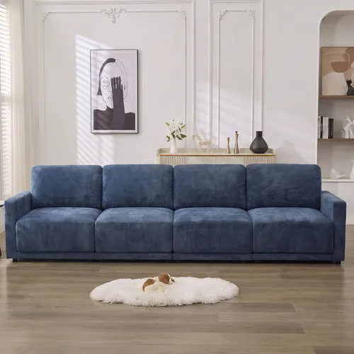 Vista 17 de Sofá modular en forma de L de 110.6 pulgadas, sofá modular de asiento profundo con otomana móvil, sofás gruesos de 4 asientos de gran