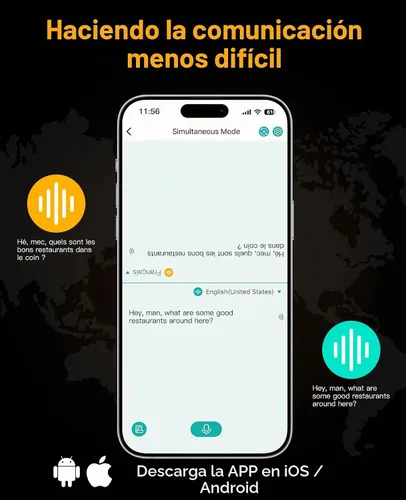 Vista 4 de iDiskk Auriculares Bluetooth de traducción AI en tiempo real para viajes