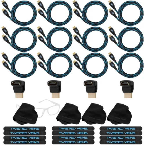 Vista 10 de Cable CABTE de alta velocidad HDMI 1.4 HDMI, de 10 ft., 1080p con malla y soportes de filtro 3D, blue ray