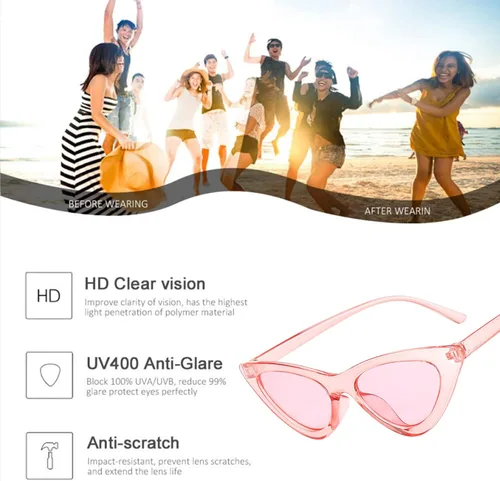 Vista 4 de Dollger Gafas de sol de ojo de gato con marco de plástico retro vintage para mujer Negro