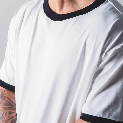 Vista 3 de Camisetas de entrenamiento de manga corta de gran tamaño, hipster, holgadas, para gimnasio, baloncesto, hip-hop, estilo callejero, camisetas