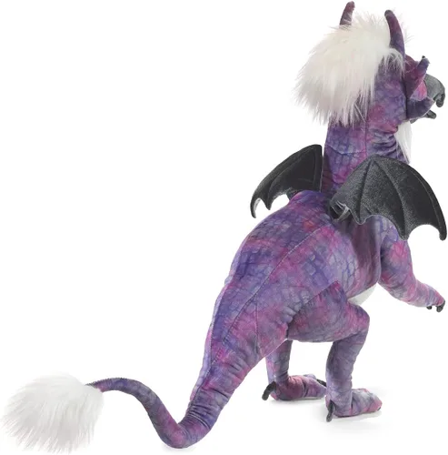 Vista 2 de Folkmanis Marioneta de mano de dragón con pico, morado; negro; blanco