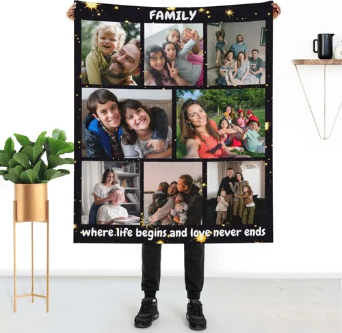 Vista 21 de HUGLAZY Manta personalizada con fotos y texto, manta de franela para parejas de adultos, regalo para cumpleaños, Día del Padre, Día de la Madre, Día