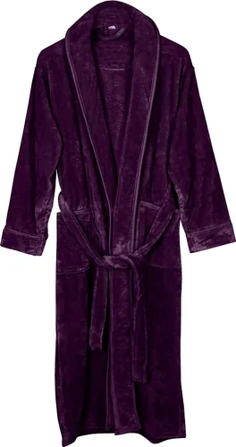 Vista 3 de NY Threads - Bata de baño de vellón para mujer con cuello tipo chal, bata larga y suave