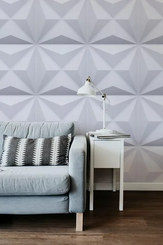 Vista 2 de Dundee Deco Paneles de pared 3D - Paneles de pared de PVC blanco pintables con diamantes modernos para decoración de paredes interiores, paquete