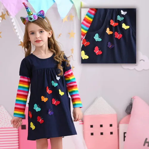Vista 5 de VIKITA - Vestidos de invierno para niñas, de manga larga, ropa escolar para niñas de 2 a 12 años Alh5805
