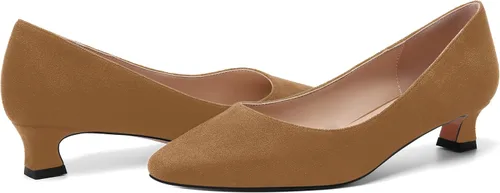 Vista 6 de AMBELIGHT Zapatos de vestir de oficina con punta cuadrada para mujer, zapatos de vestir casuales de gamuza con tacón bajo, zapatos de tacón bajo