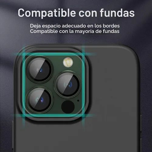 Vista 6 de JETech Protector de lente de cámara para iPhone 13 Pro Max/13 Pro, verde Verde alpino