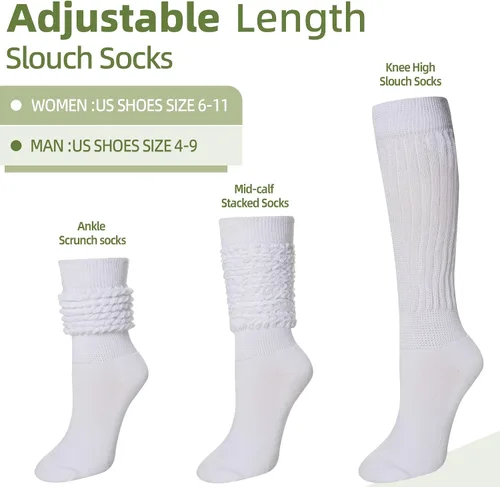 Vista 3 de Velice Calcetines holgados para mujer, suaves, extra largos, de punto de algodón, hasta la rodilla, 3 pares