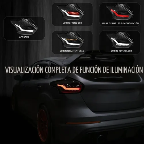 Vista 2 de SPEC-D TUNING Barras de luces traseras LED negras Compatibles con Ford Focus SE/ST/Titanium Hatchback 2015-2018, Ford Focus RS Hatchback 2016-2018