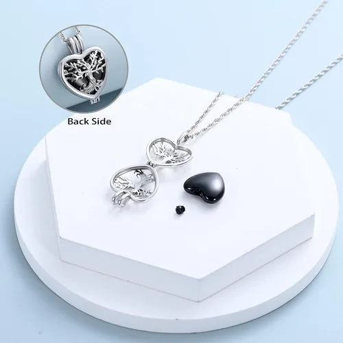 Vista 3 de shajwo Collar de cenizas de urna de árbol de la vida para mujeres y hombres, amado, dije conmemorativo de ceniza humana