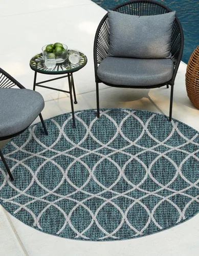 Vista 32 de Unique Loom Outdoor Trellis Collection - Alfombra de área (10 pies, redonda, verde/marfil)
