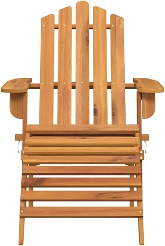 Vista 4 de Garden Chair Natural Wood, Solid Acacia Wood Standard Foldable Adirondack Chair with Footrest for Outdoor Seating, Front Porch Furniture