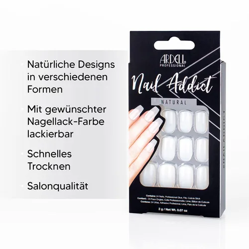 Vista 6 de Ardell Nail Addict - Kit de uñas artificiales a presión, uñas postizas largas naturales, transparentes brillantes, 24 extensiones de uñas