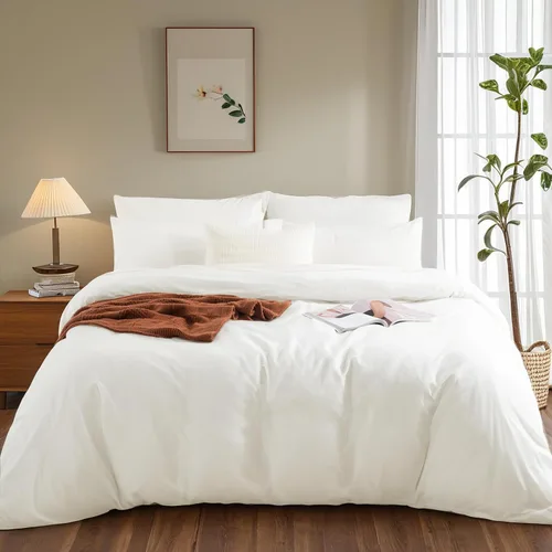 Vista 43 de NEXHOME PRO Funda de edredón Twin XL 100% algodón lavado, transpirable, duradera, texturizada, similar al lino, juego de ropa de cama para el hogar