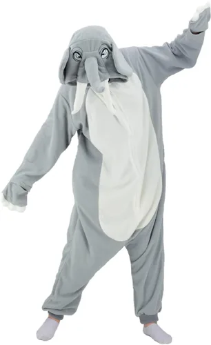 Vista 3 de vavalad Adult Elephant Onesie Costumes One Piece Pajamas Animal Cosplay Homewear Sleepwear for Women Men