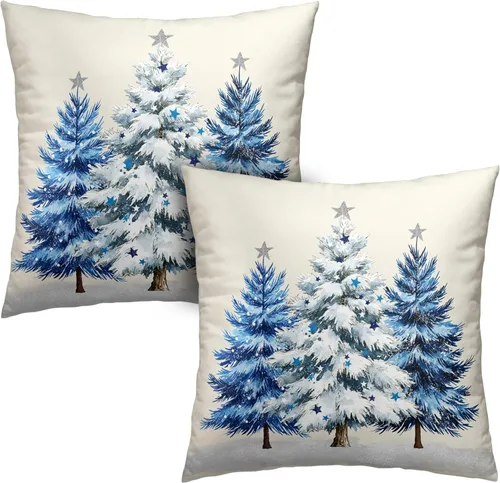 Vista 70 de Juego de 2 fundas de almohada abstractas bohemias de 16 x 16 pulgadas, modernas fundas de almohada de mediados de siglo, diseño de hojas verdes