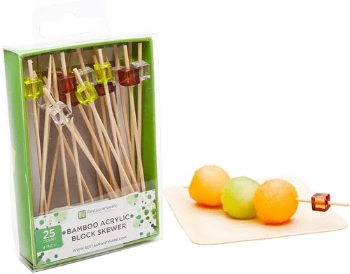 Vista 12 de Restaurantware Púas de madera de 3.5 pulgadas, 500 mini tenedores de cóctel de madera, dos púas de bambú resistentes para fiestas o catering
