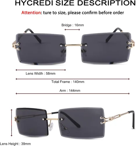 Vista 29 de Gafas de sol rectangulares para hombres/mujeres, gafas de sol pequeñas sin montura cuadrada