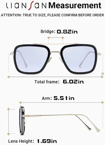 Vista 6 de LianSan - Gafas de sol con montura de metal para hombre y mujer