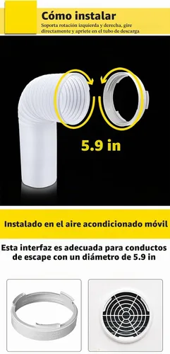 Vista 8 de Acoplador de manguera de escape del aire acondicionado, conector de tubo de Conector-Redondo