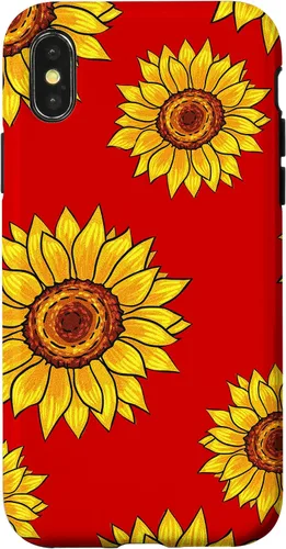 Vista 5 de Patrón de girasol en rojo vintage floral flor mujeres regalo caso para iPhone 17