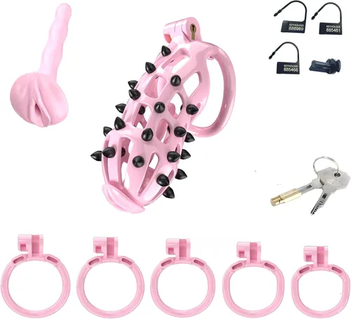Vista 8 de Jaula de castidad masculina, jaula ligera, dispositivos de castidad de resina, juguete sexual para adultos para hombres, llave de bloqueo, anillos