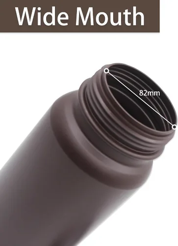 Vista 4 de Dutiplus Botella de reactivo ámbar de boca ancha HDPE de grado de laboratorio para aulas de laboratorios o almacenamiento en casa, capacidad de 0.1
