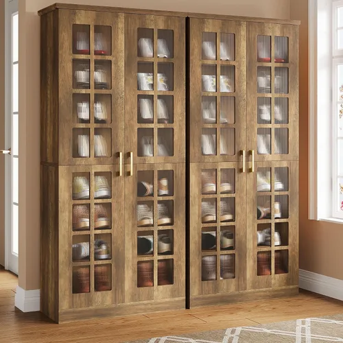 Vista 10 de Tribesigns Zapatero alto con puertas, almacenamiento de zapatos de 8 niveles con estantes ajustables, moderno organizador de zapatos para entrada