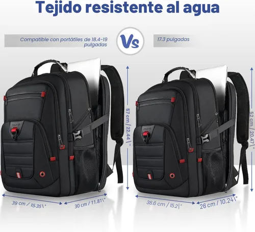 Vista 8 de Z-MGKISS - Mochila de viaje extra grande, 52L, TSA, 17.3 pulgadas, antirrobo, mochila grande de 17 pulgadas para portátil de negocios, para hombres