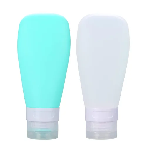 Vista 8 de 2 botellas de viaje de silicona, recipientes de viaje recargables a prueba de fugas de 1.3 onzas con bolsa de transporte transparente, botellas