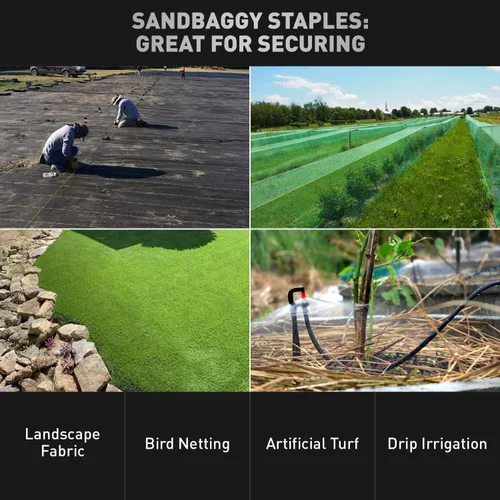 Vista 3 de Sandbaggy Grapas de césped para paisaje de 6 pulgadas (acero calibre 9) ~ Ideal para suelos duros - 20% más grueso que la competencia - Confiado por