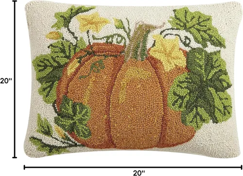 Vista 2 de Peking Handicraft 31ML436C20OB - Almohada con gancho de calabaza otoñal, 20 pulgadas de largo, algodón y lana