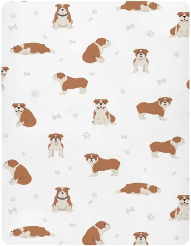 Vista 2 de English Bulldog - Sábanas transpirables para colchón de cuna, suaves y transpirables de 39 x 27 x 5 pulgadas Color: 12