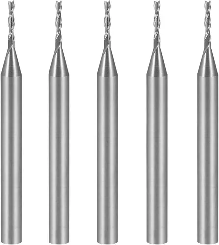 Vista 11 de uxcell 5 unids 1/8 "vástago 0.059 in x 0.236 in carburo End Mill CNC Router Bits 2 Flauta Fresa Bit para acrílico PVC MDF Madera