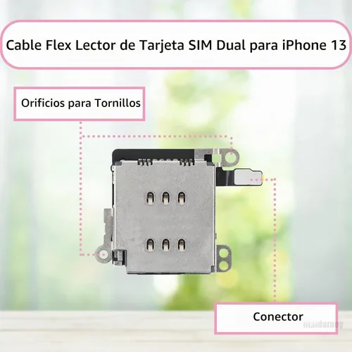 Vista 2 de Para iPhone 13 Dual SIM Card Reader Flex Cable con Negro y Plata Bandeja de Tarjeta SIM Doble Soporte de Ranura Adaptador de Reemplazo con Kit
