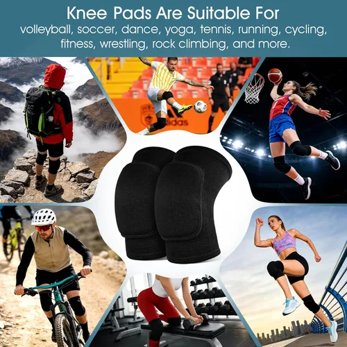 Vista 7 de Rodilleras de voleibol, 1 par de rodilleras negras suaves para mujeres, jóvenes y niñas, para deportes, baile, fútbol, yoga, tenis, correr