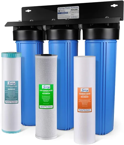 Vista 2 de iSpring WGB32BM Sistema de filtración de agua de 3 etapas para toda la casa y filtro de agua reutilizable para toda la casa WSP-100 de sedimentos