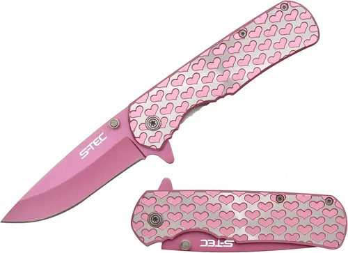 Vista 3 de Navaja de bolsillo plegable con diseño de corazones de San Valentín de 8.0 pulgadas.