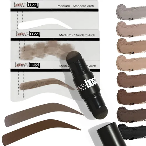 Vista 11 de Brows by Bossy Kit de Plantillas de Sello de Cejas de Doble Color con 9 Plantillas de Cejas Reutilizables para Kit de Moldeado y Estampado