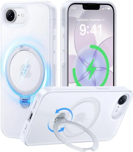 Vista 9 de CASEKOO Funda negra para iPhone 17 con soporte magnético giratorio de 360 grados