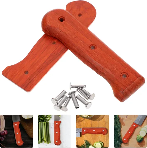 Vista 6 de Hemoton Mango de madera, 2 juegos de mango de cocina, herramienta multifunción, cortador de cocina, cortador de repuesto, agarre universal