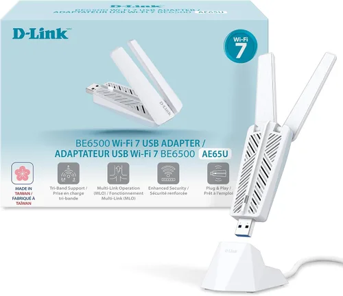 Vista 10 de D-Link Adaptador USB WiFi de doble banda AC1300 inalámbrico para Internet para PC de escritorio, portátil, juegos, MU-MIMO, compatible con Windows