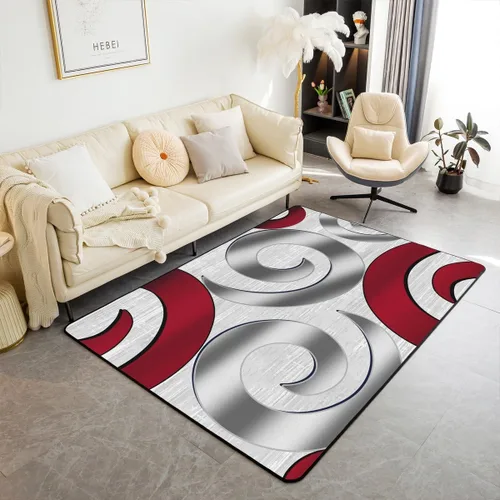 Vista 16 de Alfombra de área en espiral colorida de 3 x 5 pies, abstracta y moderna geométrica, decoración de remolinos, antideslizante, para hombres, mujeres