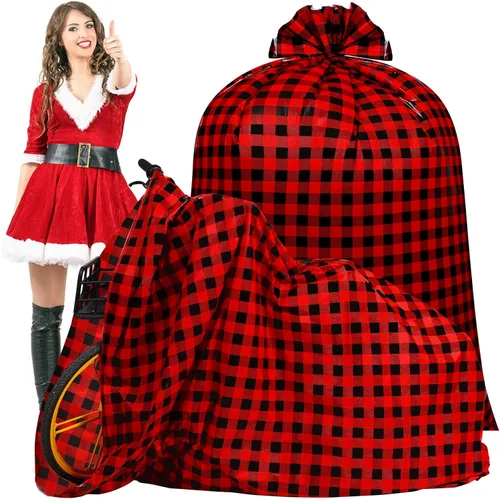 Vista 8 de Teling 2 piezas de 80 x 60 pulgadas bolsas de regalo para bicicleta jumbo de Navidad, bolsas de regalo de bicicleta extragrandes de plástico