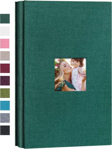 Vista 40 de Mublalbum Álbum de fotos pequeño de 4 x 6 pulgadas, 100 fotos, cubierta de lino, libro de fotos con bolsillos horizontales para boda, aniversario
