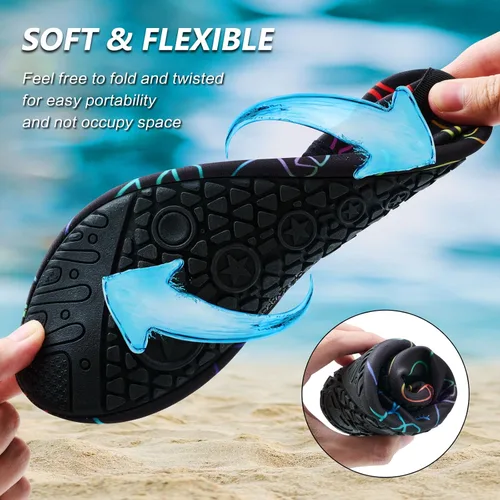Vista 4 de Deevike Zapatos acuáticos para mujeres y hombres, estilo descalzo, de secado rápido, calcetines de agua sin cordones para playa, piscina, natación