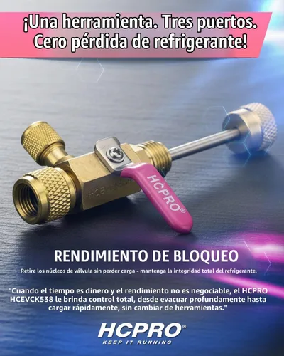 Vista 2 de Herramienta de extracción de núcleo de válvula HVAC con kit de evacuación de 3/8 pulgadas, compatible con SAE 5/16, manguera de vacío de doble