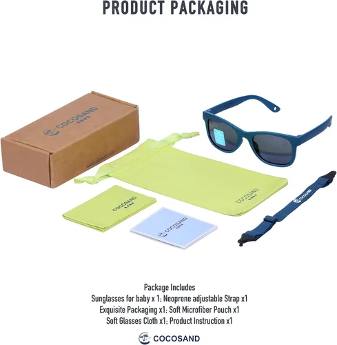 Vista 2 de COCOSAND Baby Sunglasses with Strap Square Frame UV400 Protection for Infant Baby Girl Age 0-24months