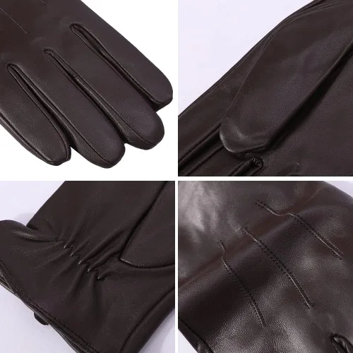 Vista 3 de Guantes de piel de cordero de napa de lujo para hombre